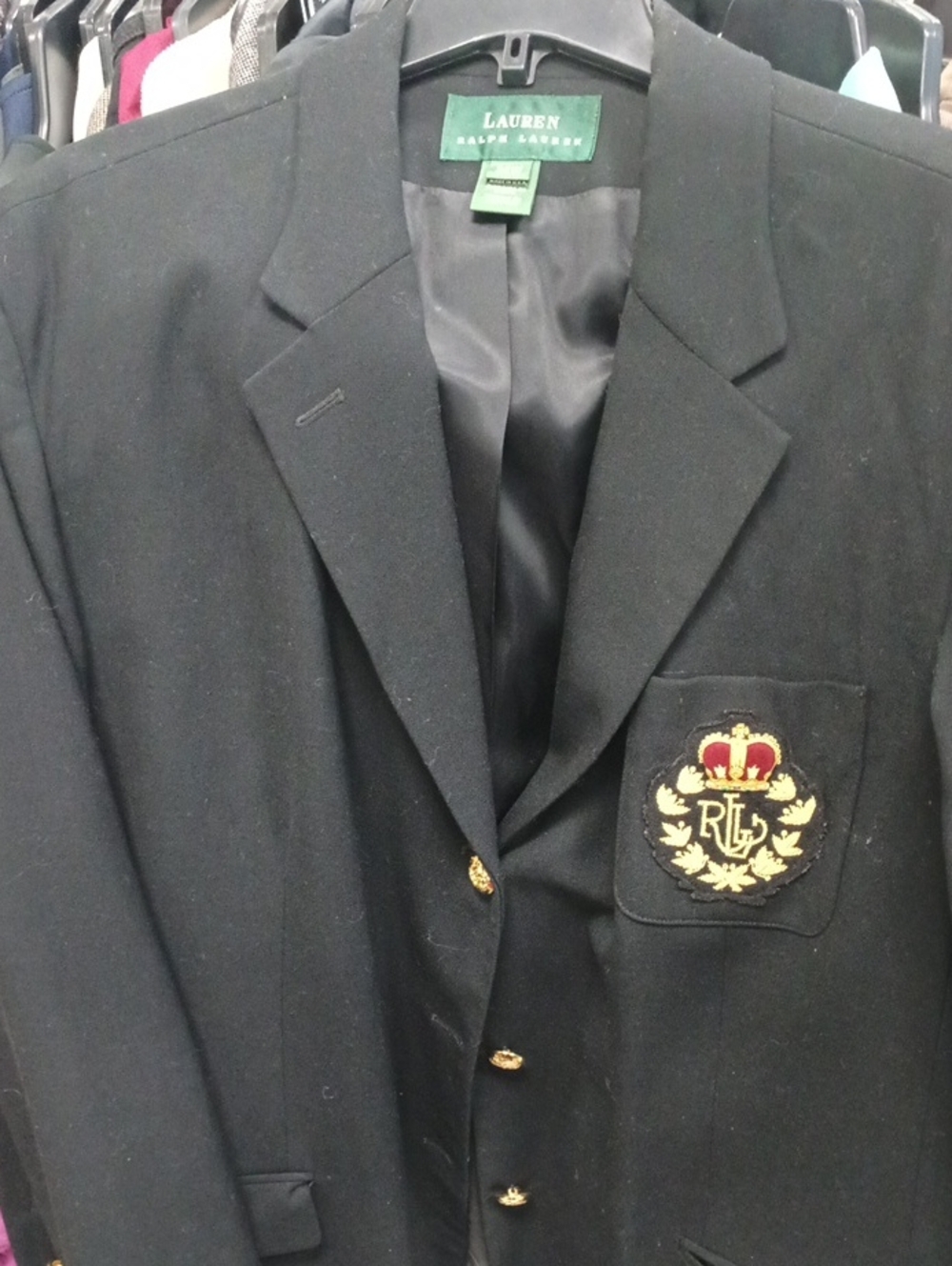 Lauren Ralph Lauren Navy Blazer with Embroidered Crest